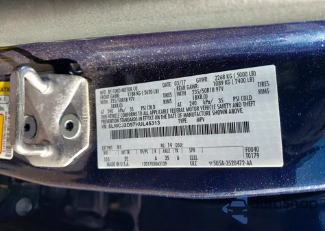 2017 Lincoln Mkc Select z USA, uszkodzony, nr VIN 5LMCJ2D97HUL45313